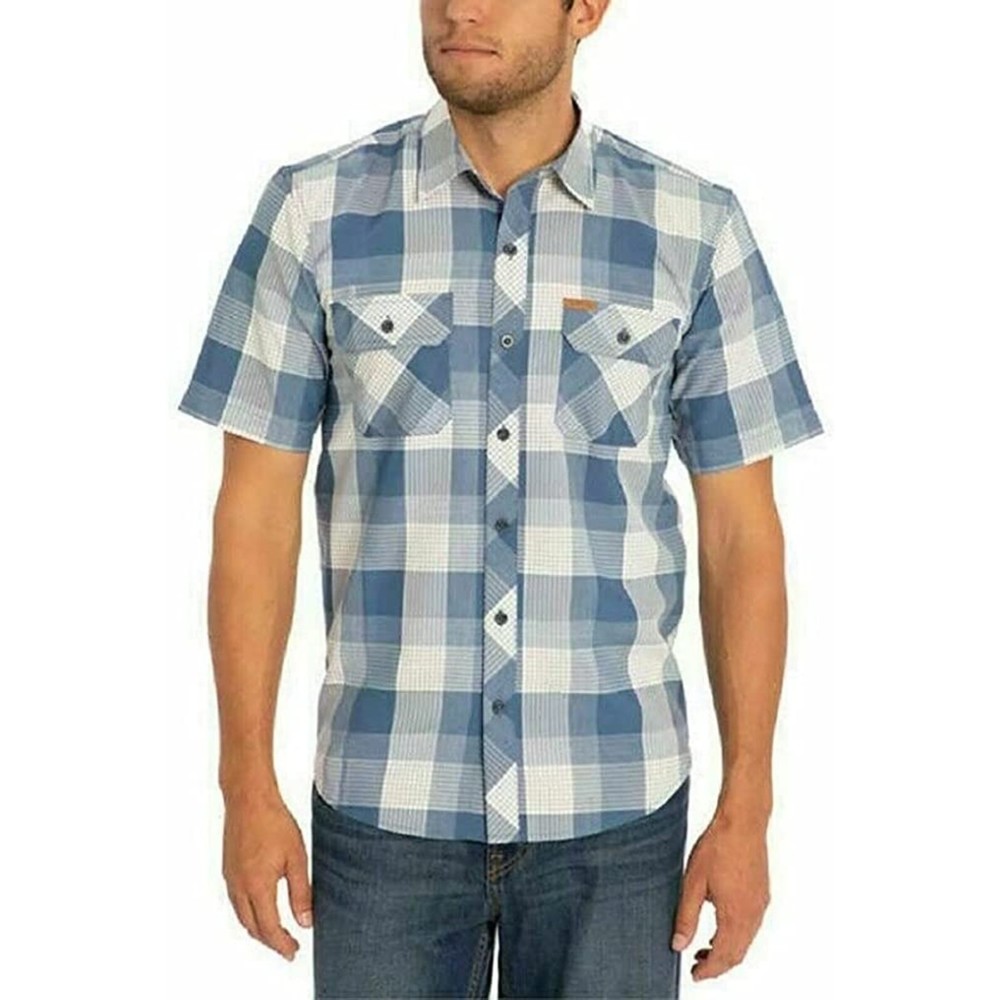 Orvis Mens UPF 30+ Short Sleeve Tech Shirt Captain Blue Check Size XXL